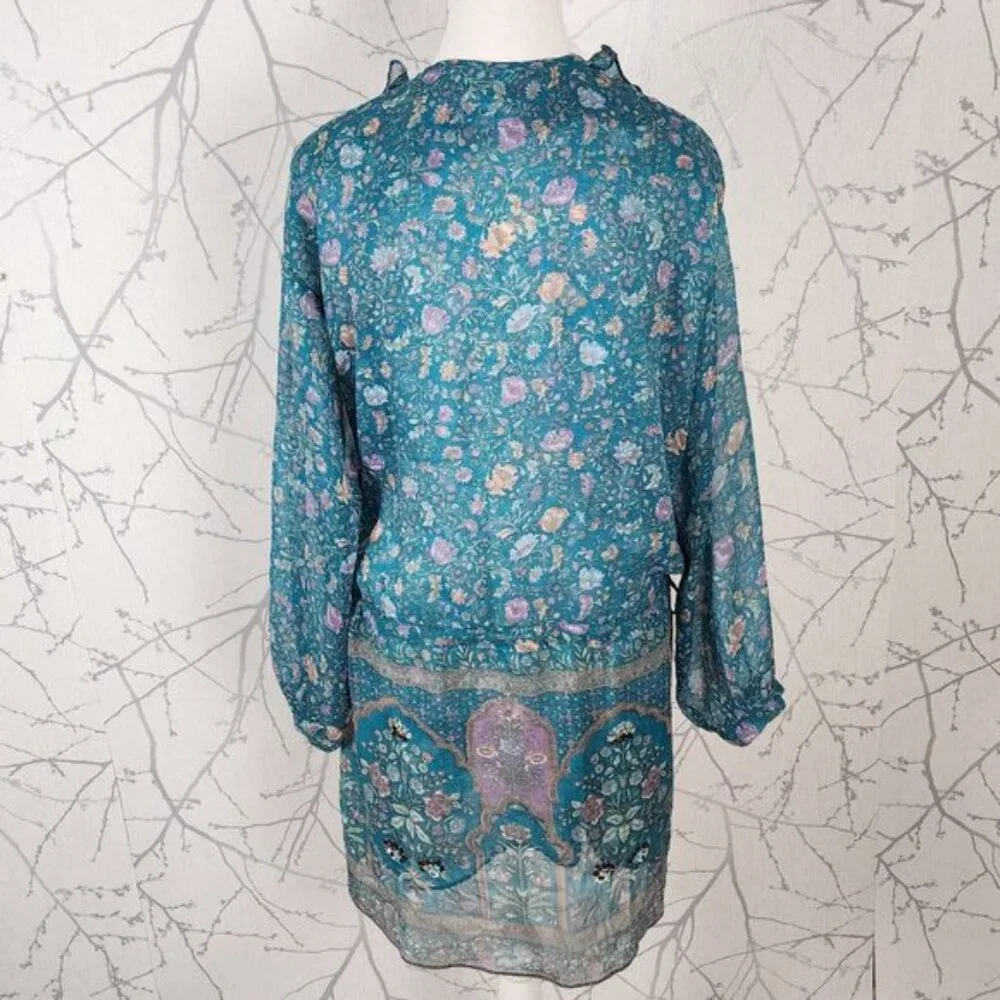 Zadig & Voltaire Floral Print Chiffon Beaded Dropwaist Rima Dress - Picture 8 of 12